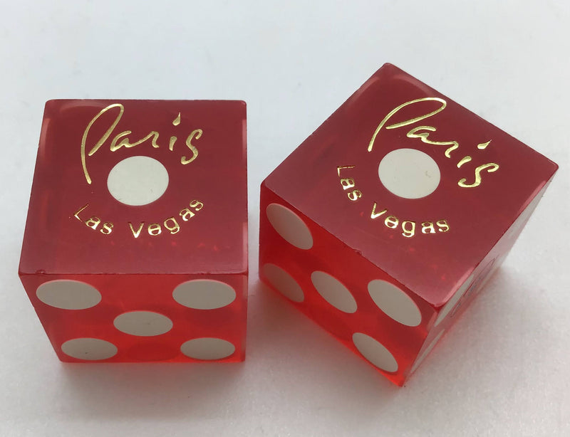 Paris Las Vegas Casino Red Pair of Dice Matching Numbers