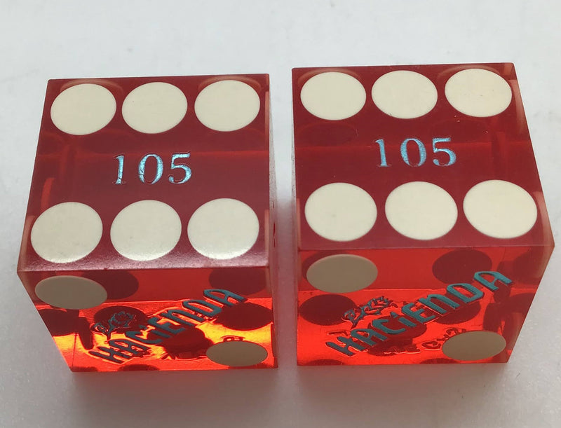 Hacienda Las Vegas Casino Red Pair of Dice Matching Numbers