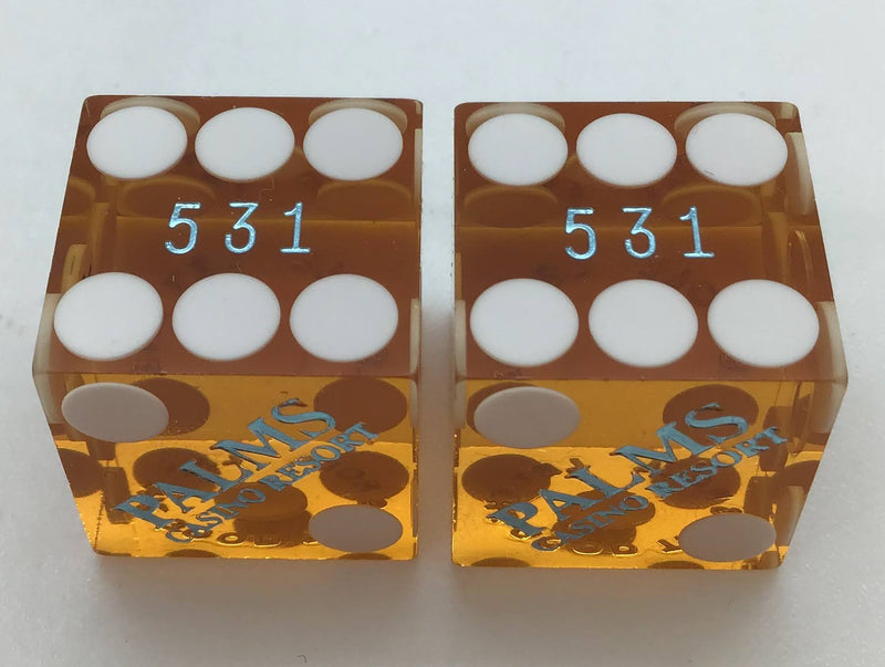 Palms Resort Casino Las Vegas Nevada Orange Dice Pair Matching Numbers