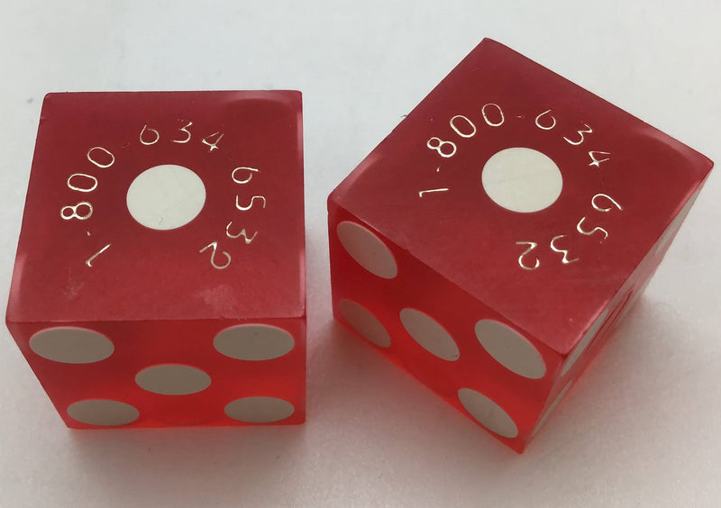 Las Vegas Club Nevada Red Dice Pair Matching Numbers