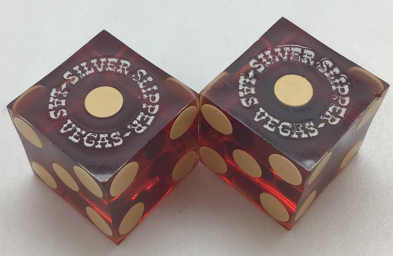 Silver Slipper Casino Las Vegas Nevada Dice Pair Polished Red