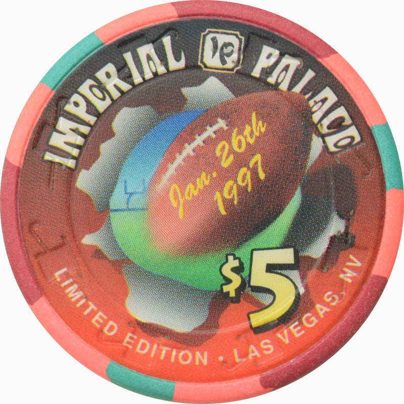 Imperial Palace Casino Las Vegas Nevada $5 Football Jan 26 Chip 1997