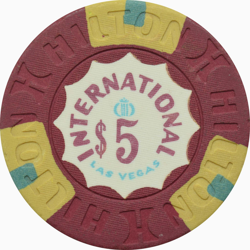 Hilton International Casino Las Vegas Nevada $5 Chip 1970 - Better Condition