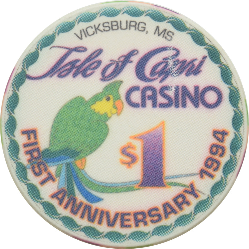 Isle of Capri Casino Vicksburg Mississippi $1 1st Anniversary Chip 1994