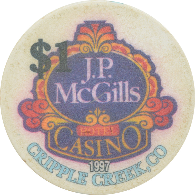 J.P. McGill's Hotel & Casino Cripple Creek Colorado $1 Chip