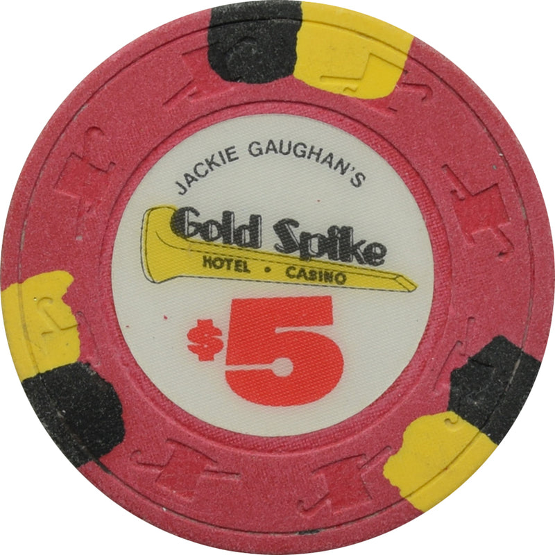 Gold Spike Jackie Gaughan's Casino Las Vegas Nevada $5 Chip 1983