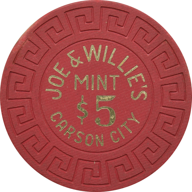 Joe & Willie's Mint Casino Carson City Nevada $5 Chip 1980