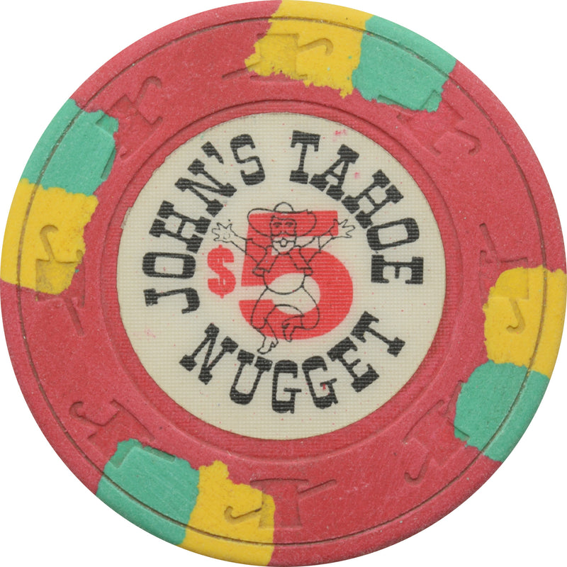 John's Tahoe Nugget Casino Lake Tahoe Nevada $5 Chip 1981