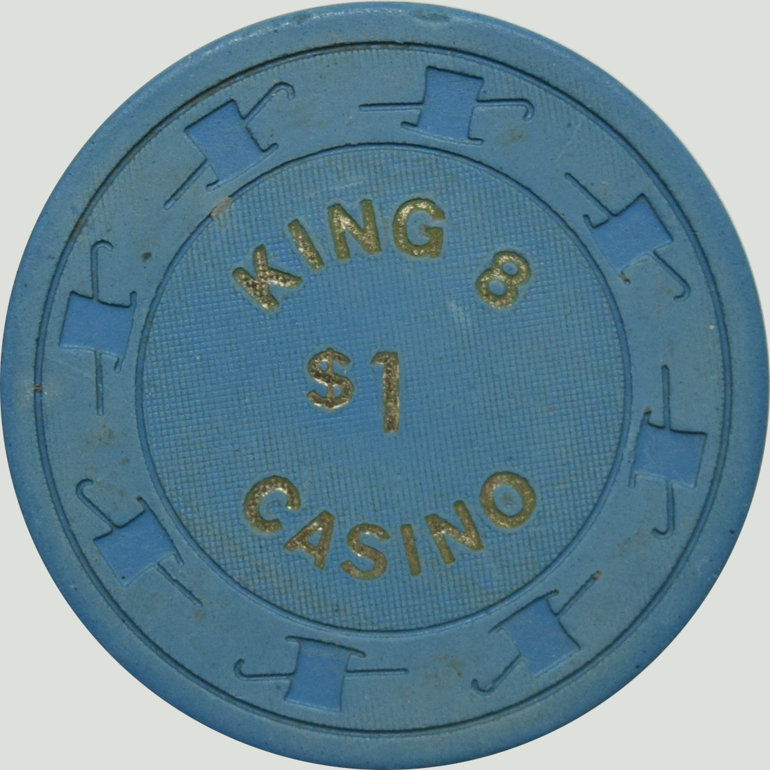 King 8 Casino Las Vegas Nevada $1 Chip 1980s (Solid Blue Small $1)