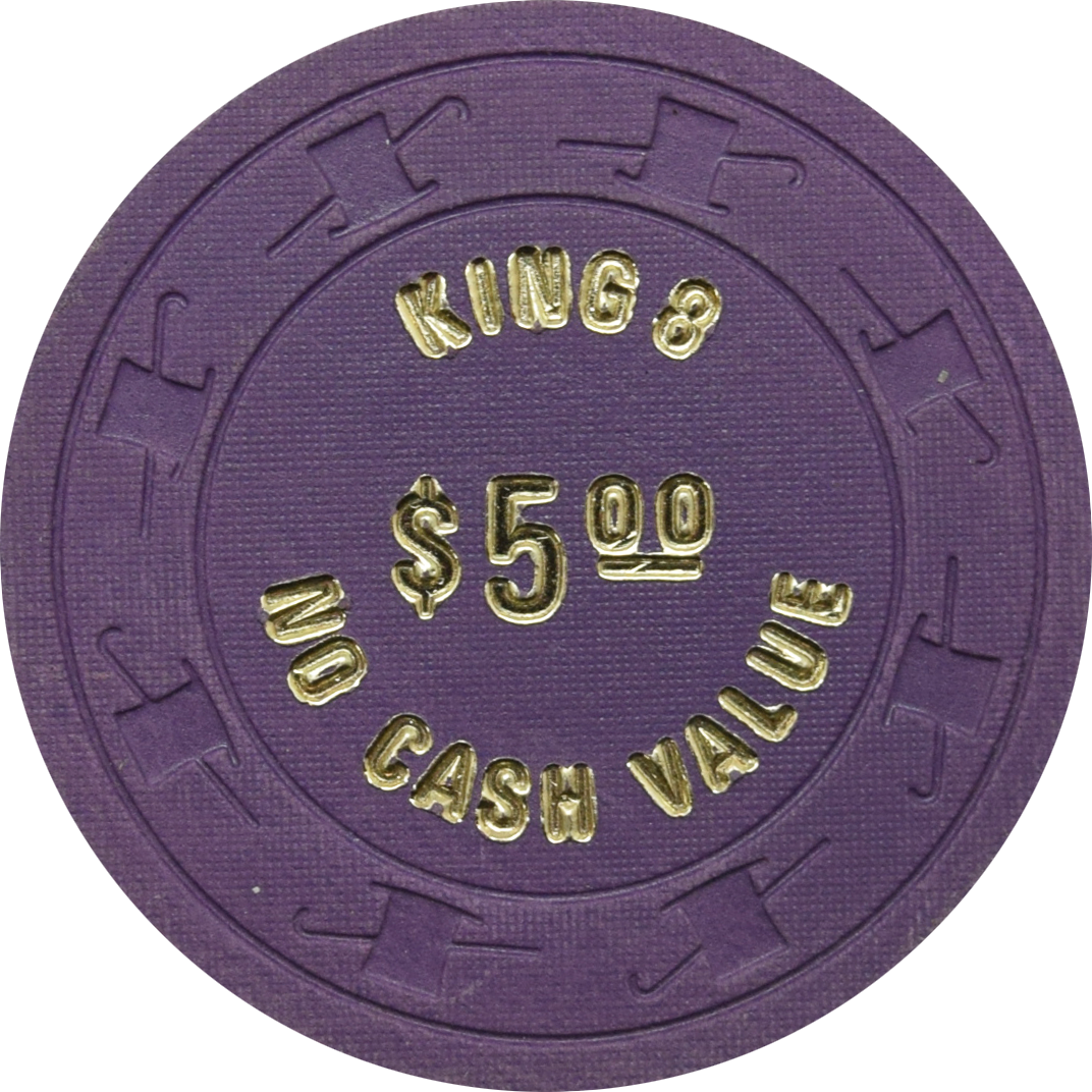 King 8 Casino Las Vegas Nevada $5 No Cash Value Chip 1970s