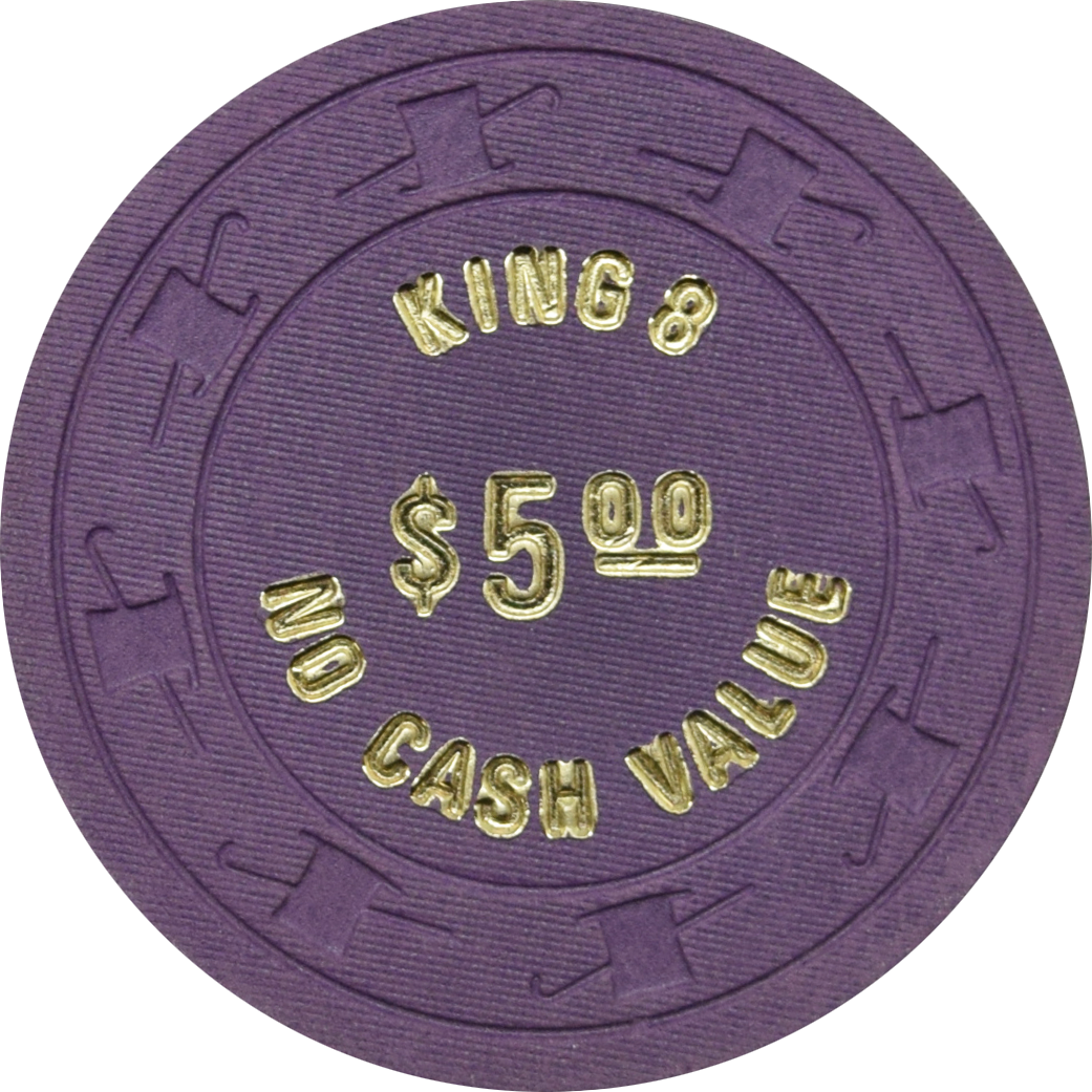 King 8 Casino Las Vegas Nevada $5 No Cash Value Chip 1970s