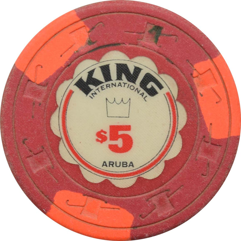 King International Casino Palm Beach Aruba $5 Orange Edge Spots Chip