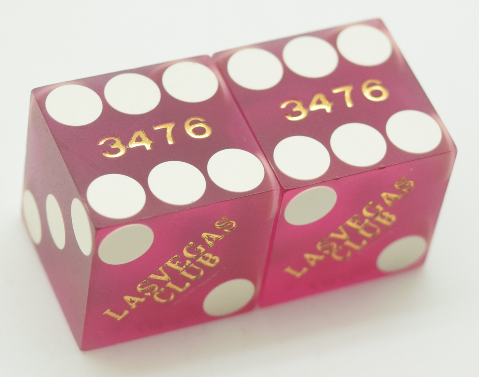 Las Vegas Club Nevada Purple Dice Pair Matching Numbers