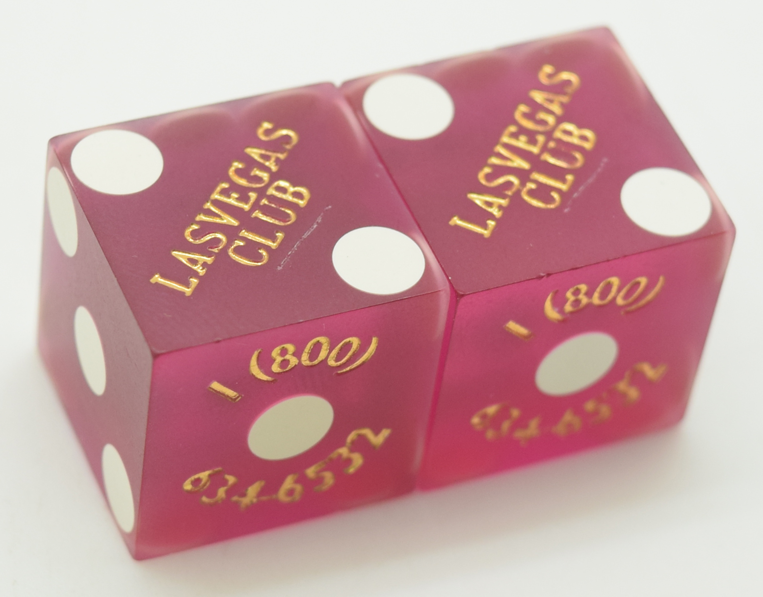 Las Vegas Club Nevada Purple Dice Pair Matching Numbers