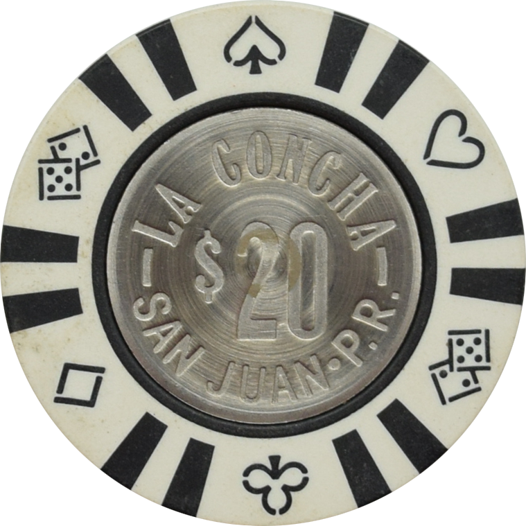 La Concha Casino San Juan Puerto Rico $20 Coin Inlay Chip