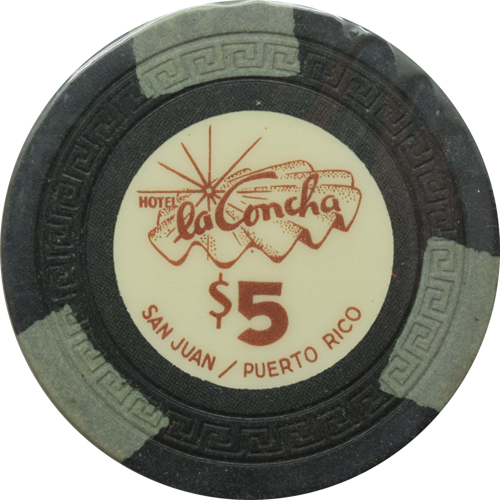 La Concha Casino San Juan Puerto Rico $5 Black Small Key Chip