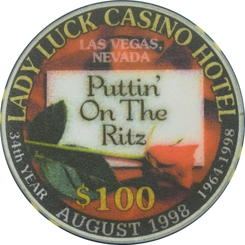 Lady Luck Casino Las Vegas Nevada $100 Puttin On The Ritz Chip 1998