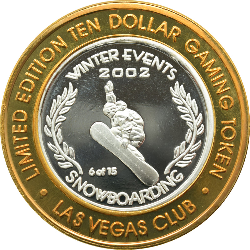 Las Vegas Club Casino Las Vegas "Snowboarding" $10 Silver Strike .999 Fine Silver 2003