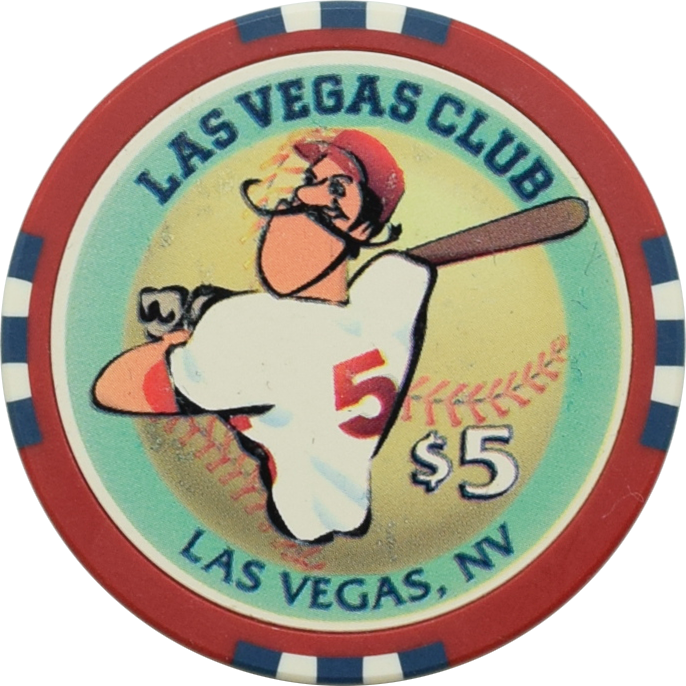 Las Vegas Club Casino Las Vegas Nevada $5 Baseball Player Chip 1996