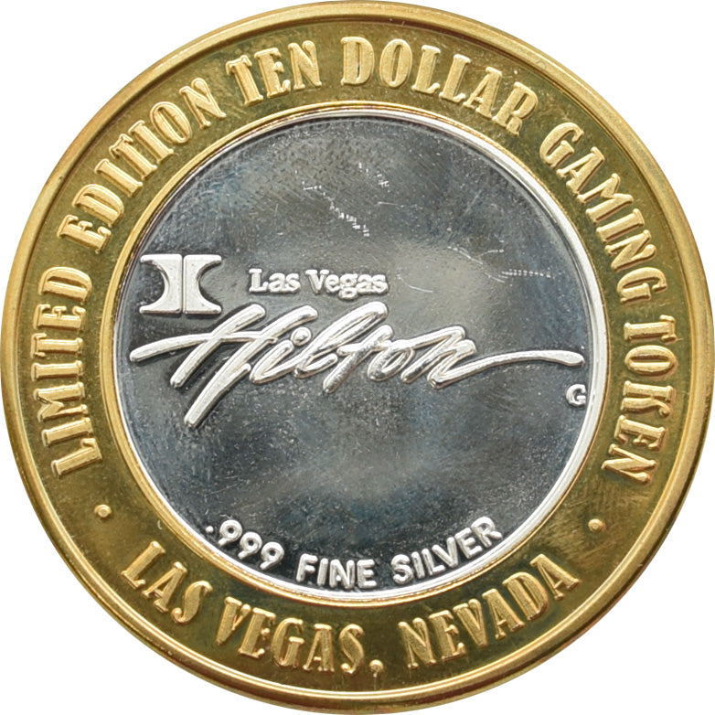 Las Vegas Hilton Casino "24th Century" $10 Silver Strike .999 Fine Silver 1998