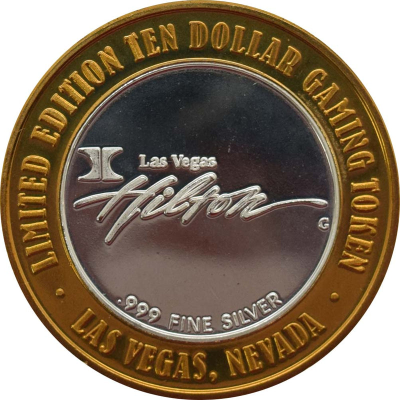 Las Vegas Hilton Casino Las Vegas "Barron's Club" $10 Silver Strike .999 Fine Silver 1998