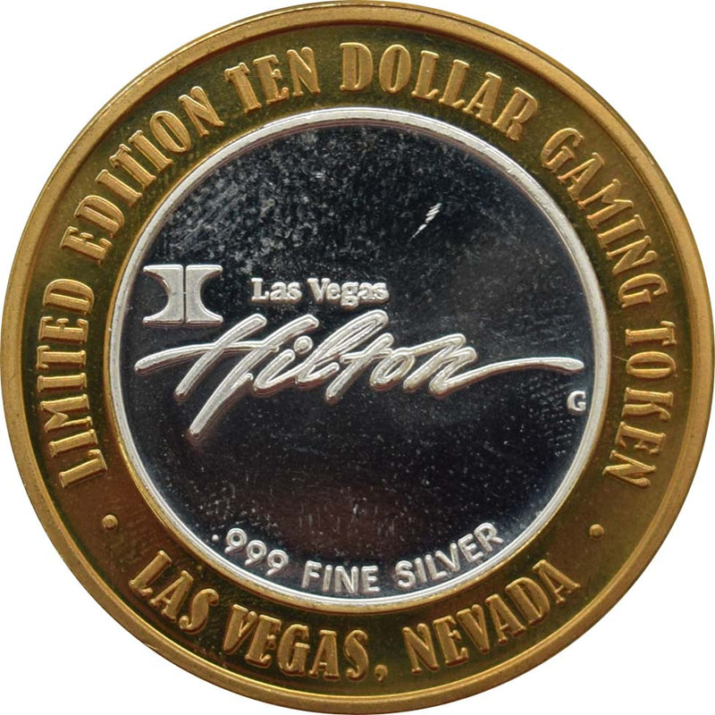 Las Vegas Hilton Casino Las Vegas "H over Hilton" $10 Silver Strike .999 Fine Silver 1998