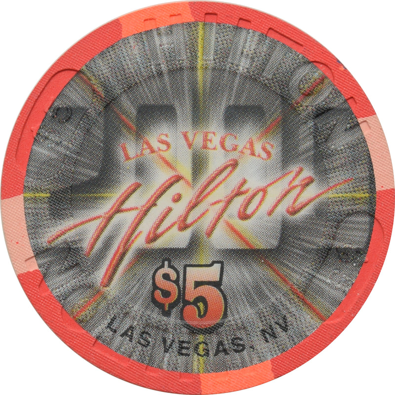 Las Vegas Hilton Casino Las Vegas Nevada $5 Blackjack Hearts Chip 1999