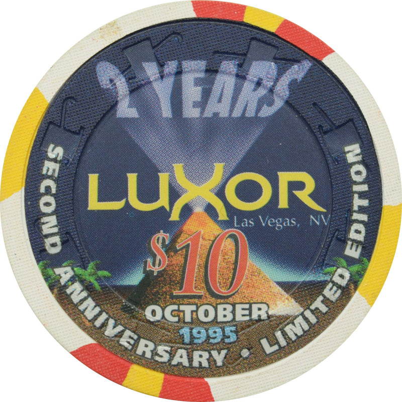 Luxor Casino Las Vegas Nevada $10 2nd Anniversary Chip 1995