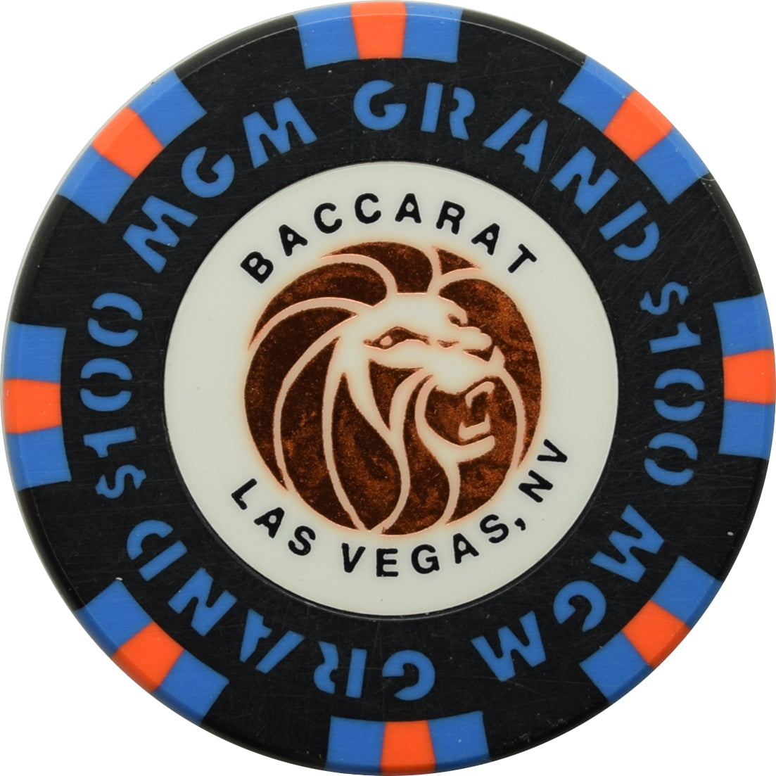 MGM Grand Casino Las Vegas Nevada $100 Baccarat Chip 1993 43mm