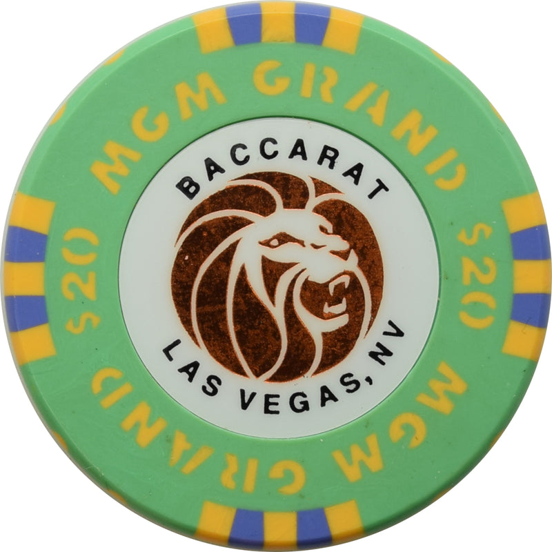 MGM Grand Casino Las Vegas Nevada $20 Baccarat Chip 1993 43mm