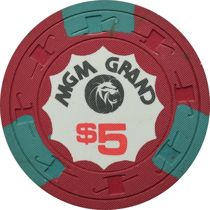 MGM Grand Casino Las Vegas Nevada $5 Chip 1970s