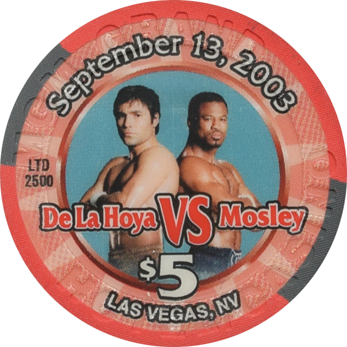 MGM Grand Casino Las Vegas Nevada $5 De La Hoya VS Mosley Fight Chip 2003