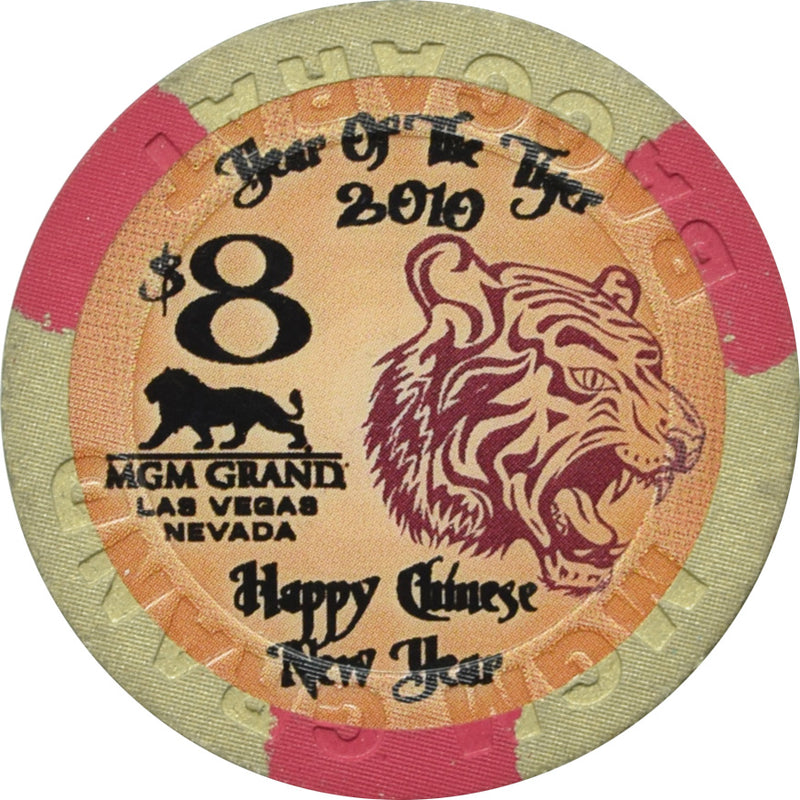 MGM Grand Casino Las Vegas Nevada $8 Year of the Tiger Baccarat Chip 2010