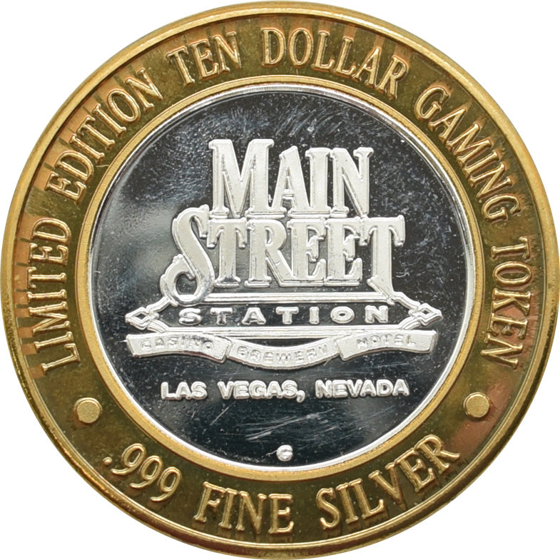 Main Street Casino "Train Station" $10 Silver Strike .999 Fine Silver 1996