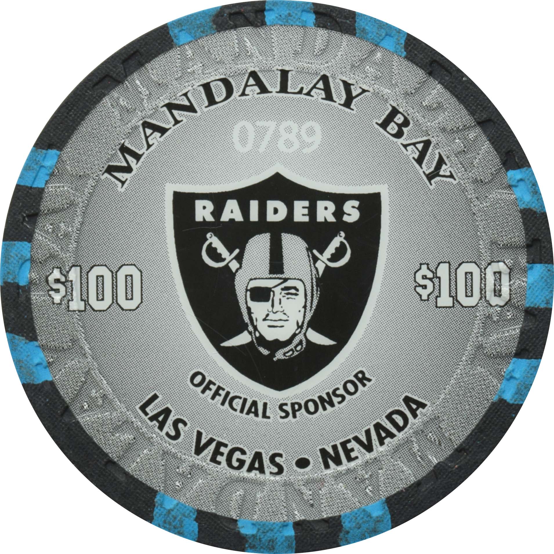 Mandalay Bay Casino Las Vegas Nevada $100 Raiders NFL Chip 2021