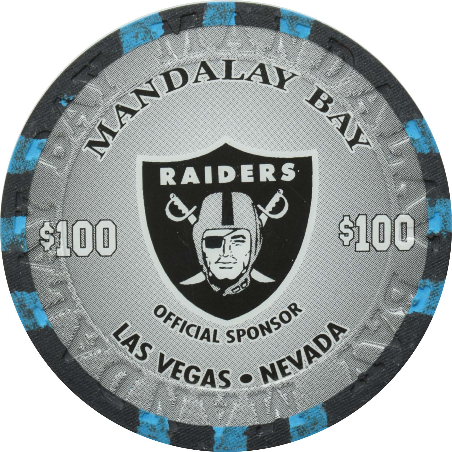 Mandalay Bay Casino Las Vegas Nevada $100 Raiders NFL Chip 2021