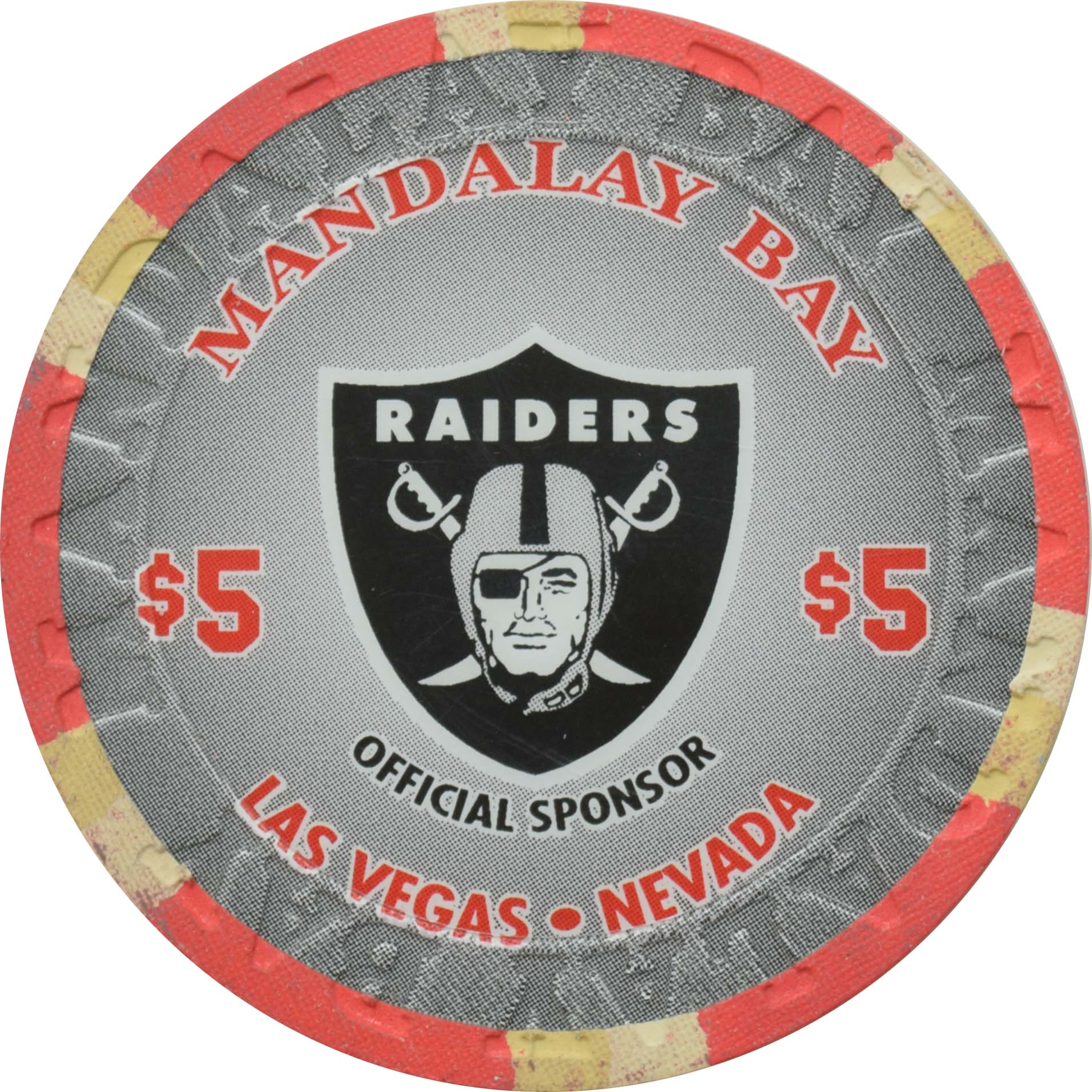 Mandalay Bay Casino Las Vegas Nevada $5 Raiders NFL Chip 2021