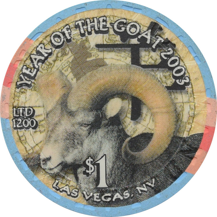 Mandalay Bay Casino Las Vegas Nevada $1 Year of the Goat Chip 2003