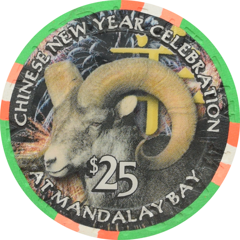 Mandalay Bay Casino Las Vegas Nevada $25 Year of the Ram Chip 2003