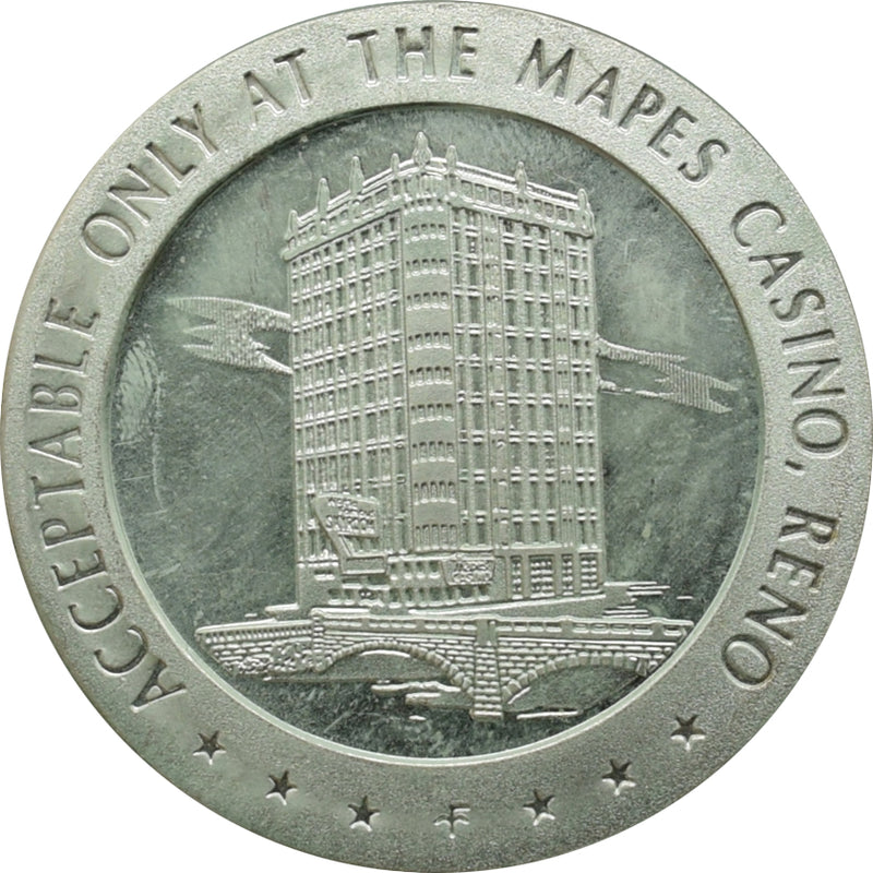 Mapes Casino Reno NV $5 Sterling Silver Token 1967