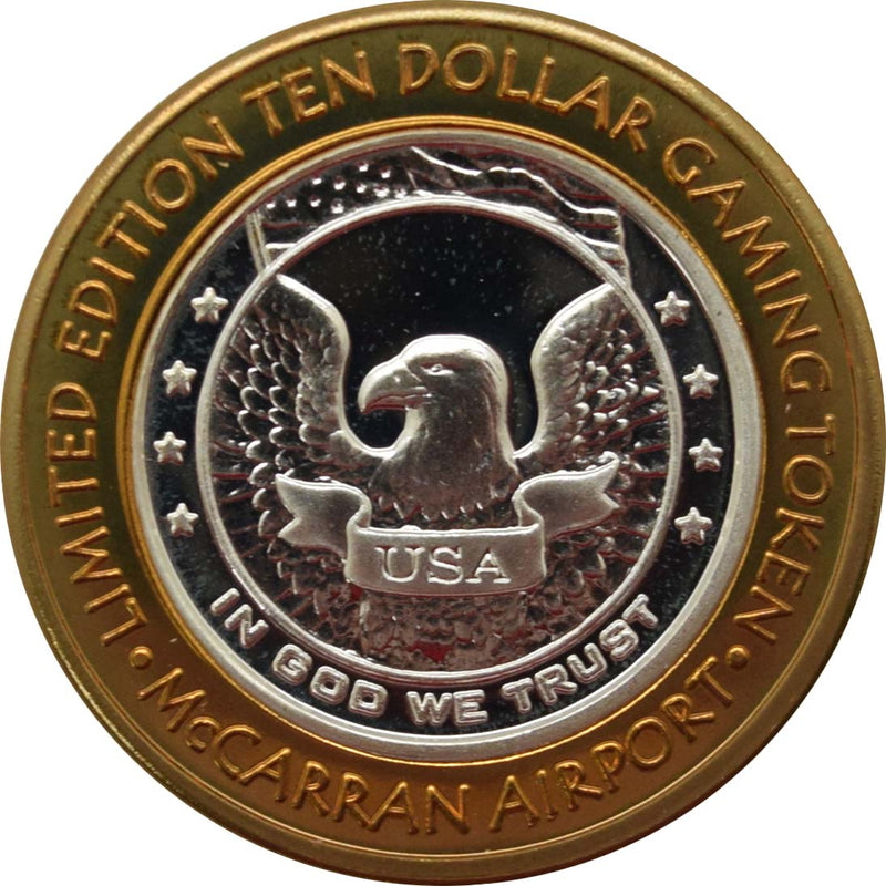 McCarran International Airport Las Vegas "In God We Trust" $10 Silver Strike .999 Fine Silver 2002