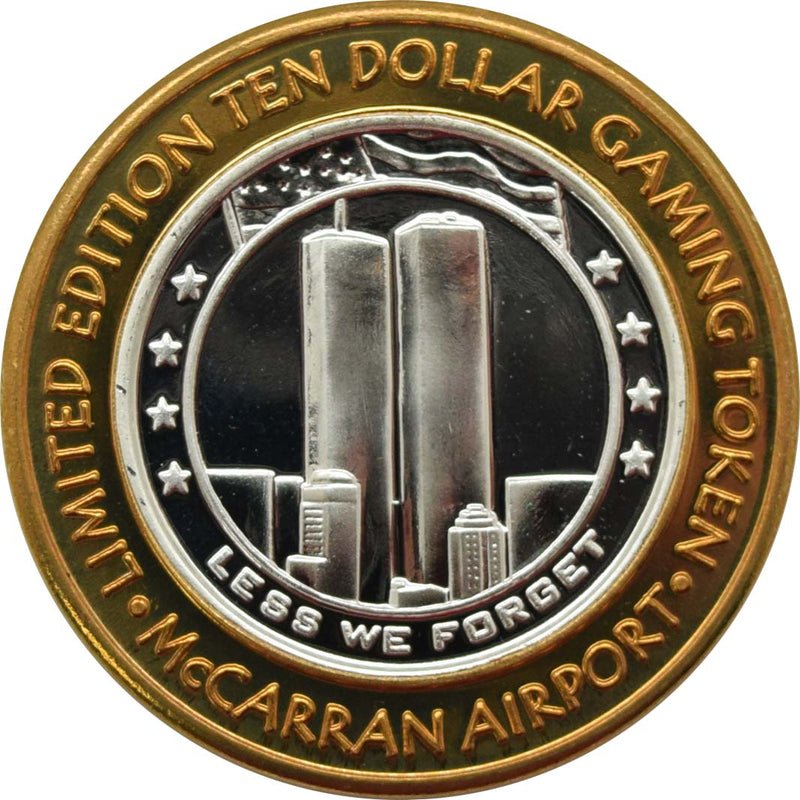 McCarran International Airport Las Vegas "Less We Forget" $10 Silver Strike .999 Fine Silver 2002