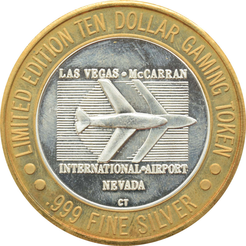 McCarran International Airport Casino Las Vegas "Blackjack 21" $10 Silver Strike .999 Fine Silver 1995