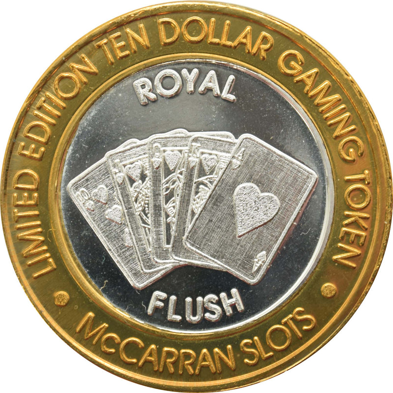 McCarran International Airport Casino Las Vegas "Royal Flush" $10 Silver Strike .999 Fine Silver 1994