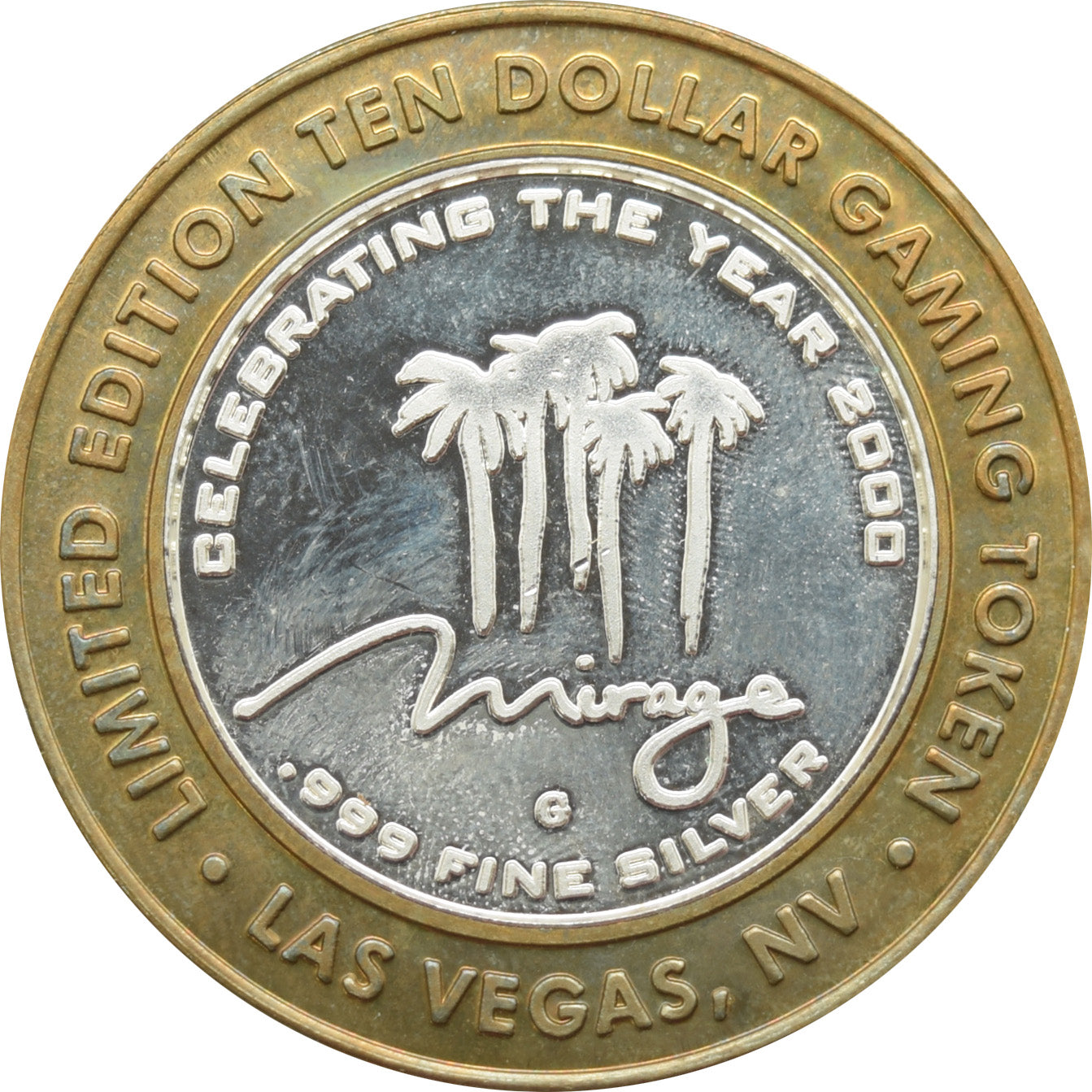 Mirage Casino Las Vegas "Celebrating the Year 2000" $10 Silver Strike .999 Fine Silver 2000