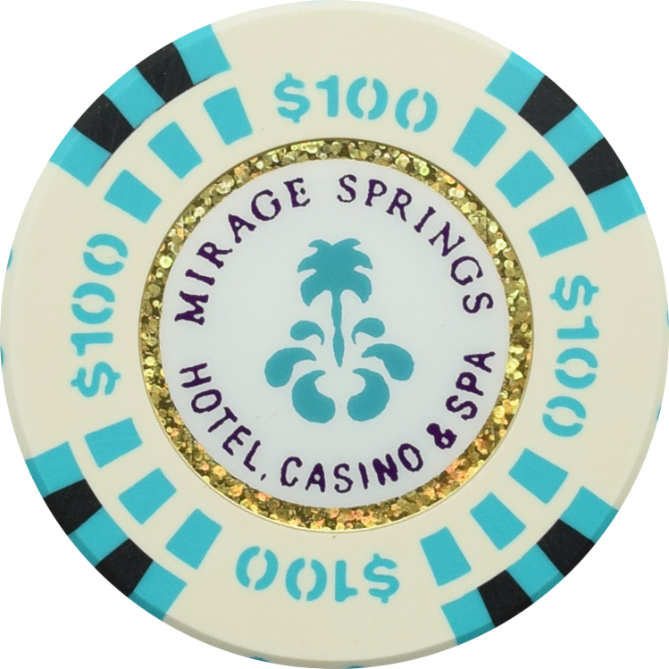 Mirage Springs Casino Desert Hot Springs California $100 Chip 43mm