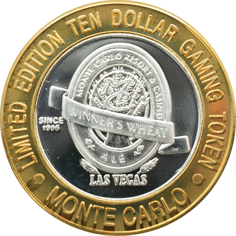 Monte Carlo Casino Las Vegas "Winner's Wheat Ale" $10 Silver Strike .999 Fine Silver 1998