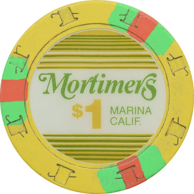 Mortimer's Card Room Casino Marina California $1 Chip