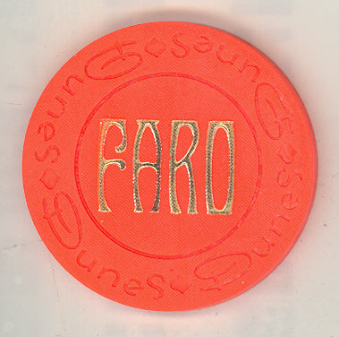 Dunes Casino Las Vegas Nevada NCV Faro Chip Hot Orange 1983