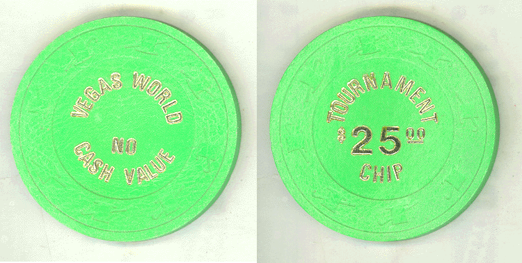 Vegas World Casino Las Vegas Nevada $25 NCV Chip 1980s